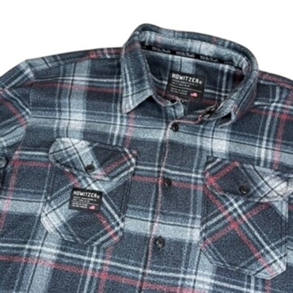 Howitzer We The People Mens M Flannel Shirt Long Sleeve Plaid Gray Black - Picture 1 of 9
